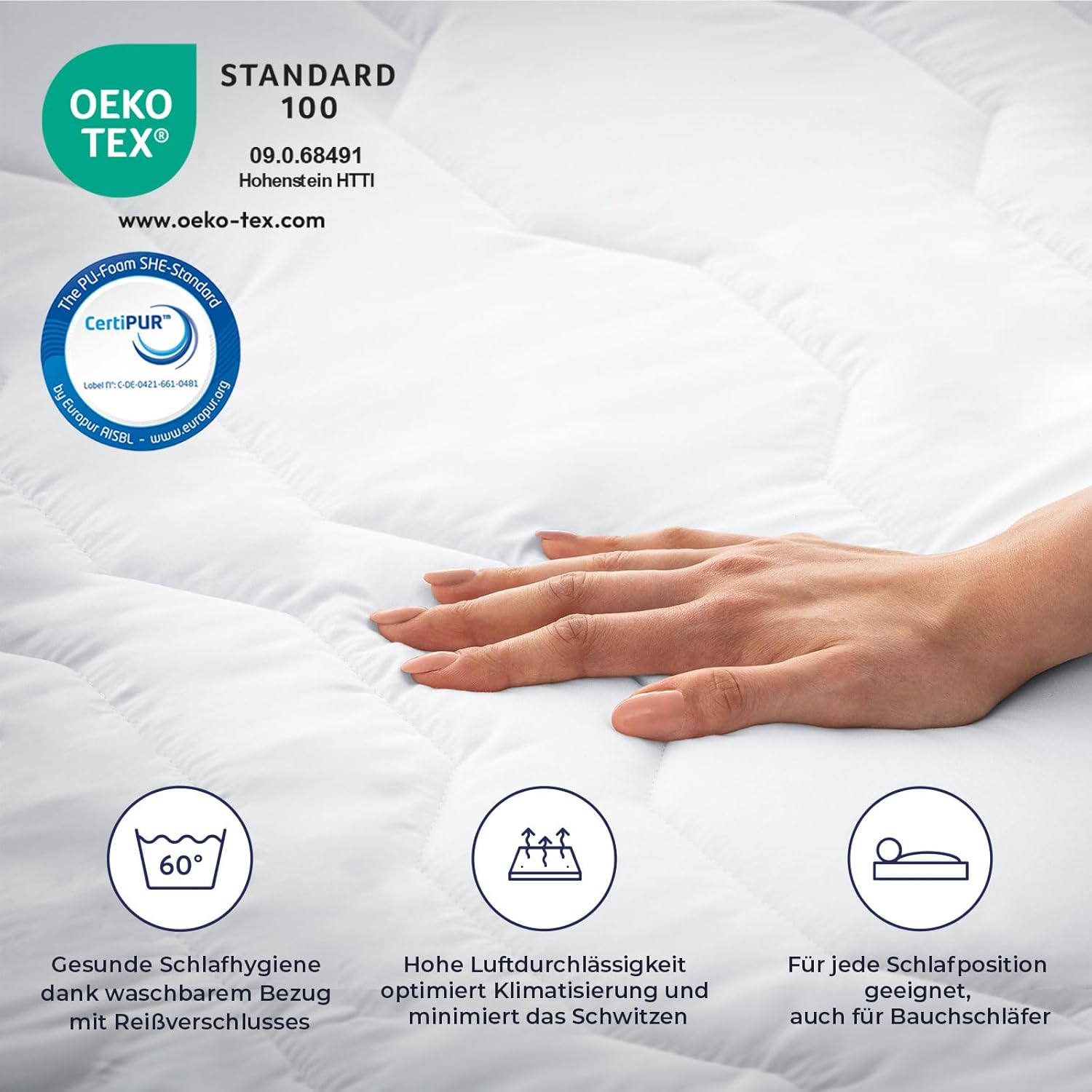 Taschenfederkernmatratze 100x200 cm | Härtegrad H2 | Höhe 20 cm | ergonomische 7-Zonen Matratze | waschbarer Mikrofaser-Bezug | Oeko-TEX® & CertiPUR Zertifiziert | produziert in Deutschland
