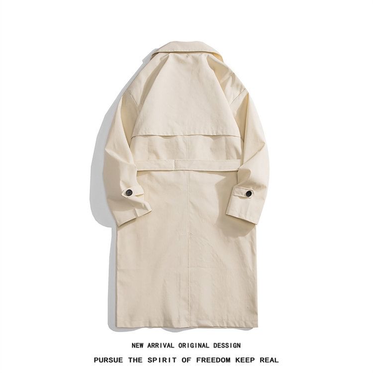 FORSETI - Lange trenchcoat met reverskraag en dubbele rij knopen