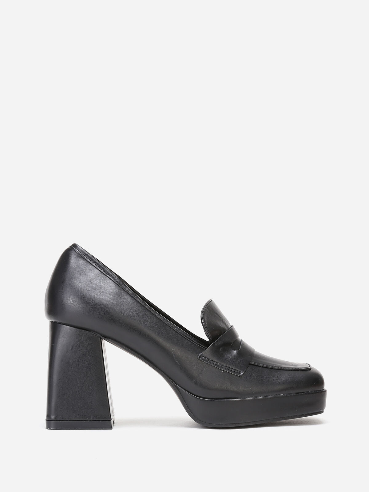 Mocassins à talon trapèze- Noir