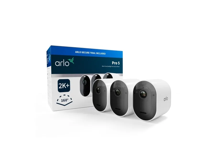 Arlo Pro 5 - Netværksovervågningskamera - udendørs - vejrfast - farve (Dag/nat) - audio - trådløs - WiFi (pakke med 3)