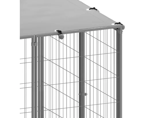 Chenil extérieur cage enclos argenté 440 x 440 x 110 cm 02_0000242