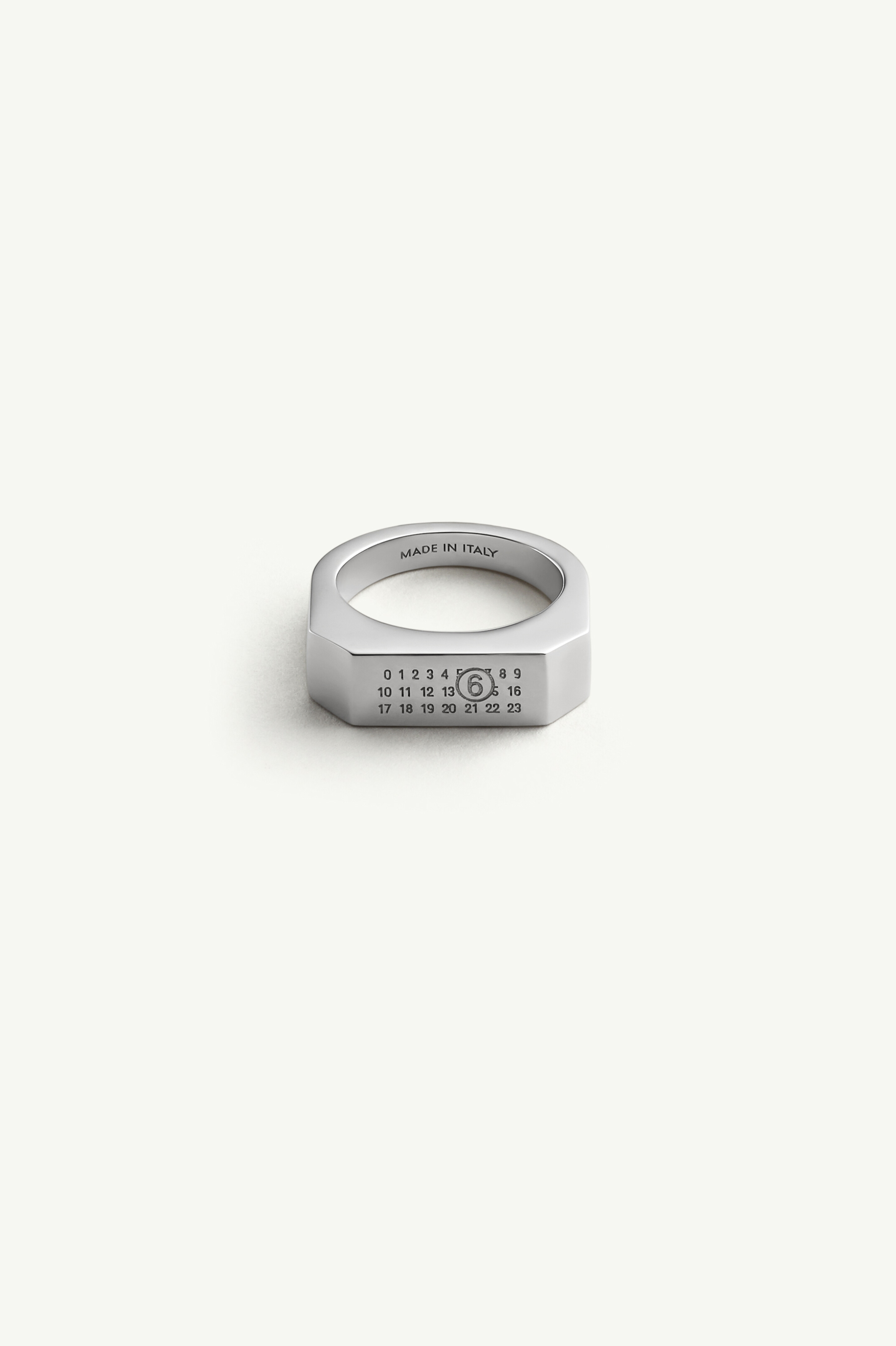 Bague rectangulaire avec logo minimal Polished palladio