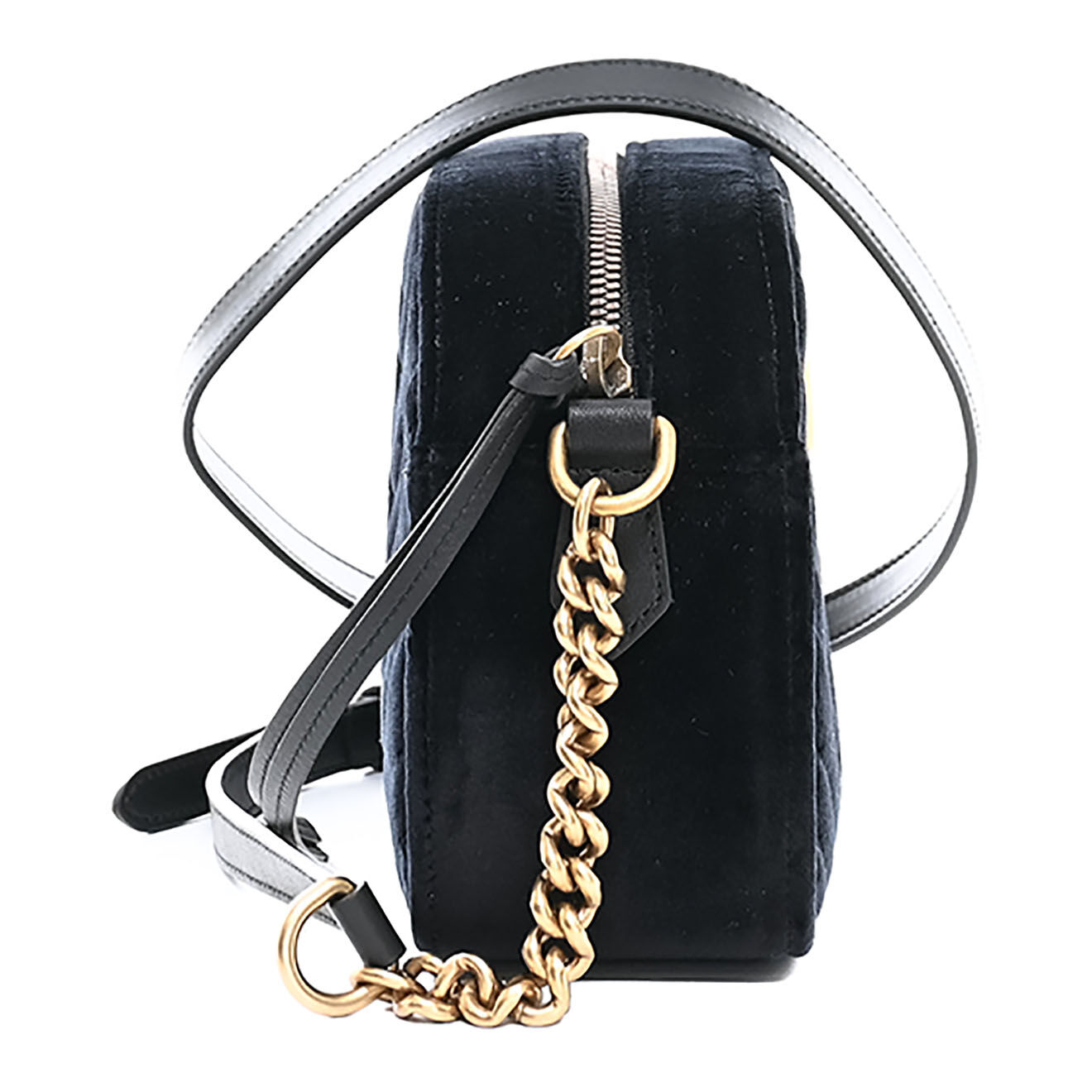 Gucci Sac bandoulière Marmont en Velours noir - Neuf sans étiquette - L.25 cm