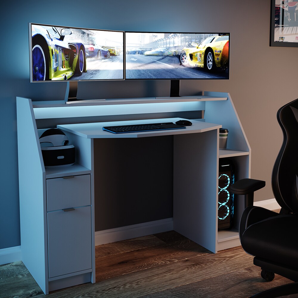 VICCO Computertisch Joel PC-Tisch Weiß Gamingtisch Schreibtisch Gamertisch