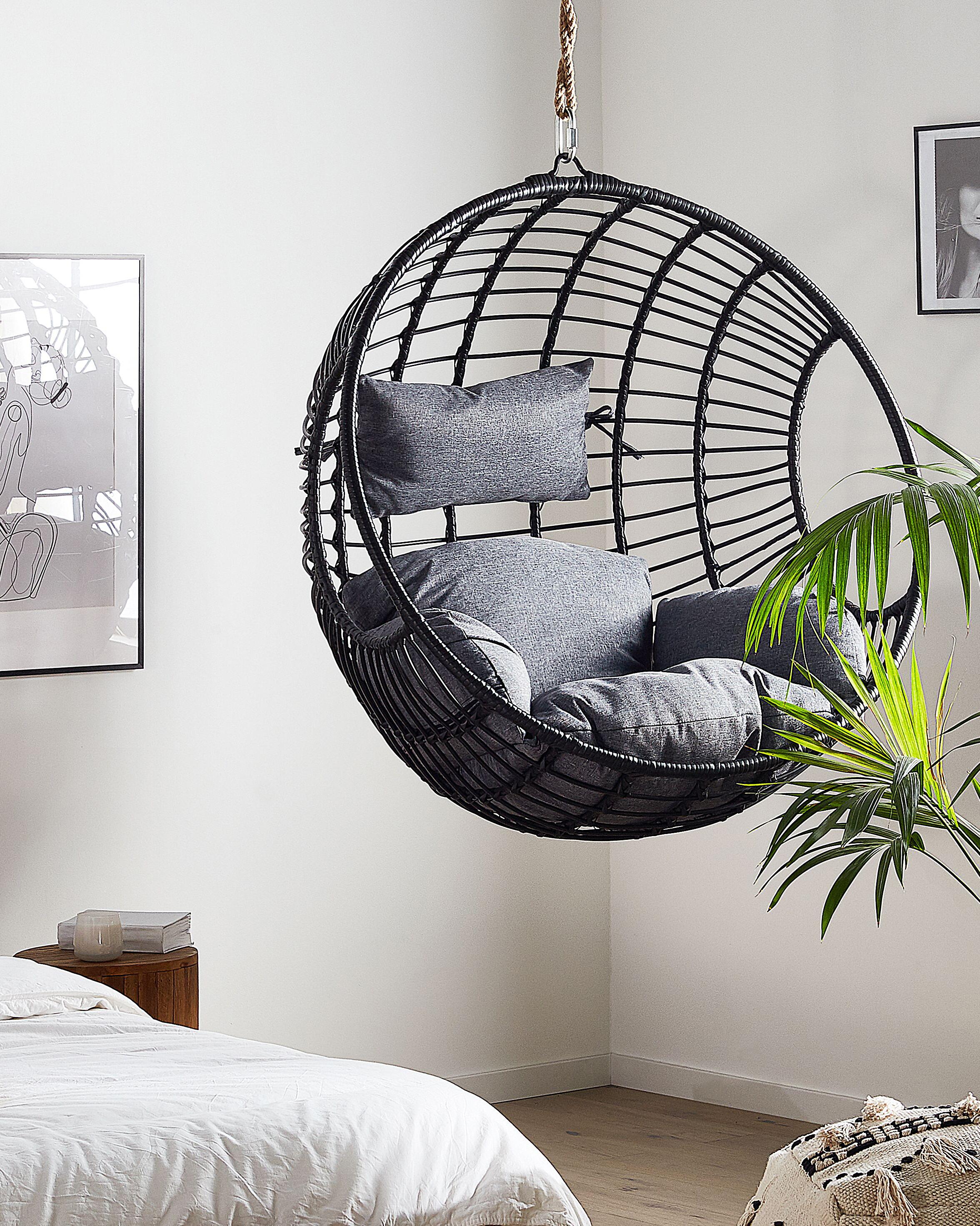 Hangstoel ASPIO PE rotan Zwart