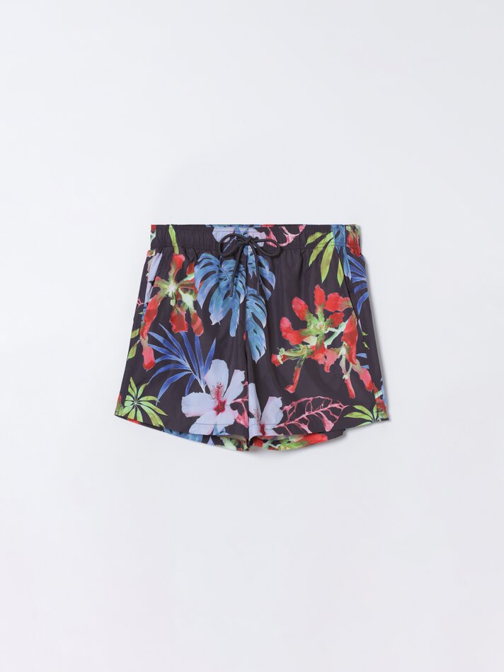 Maiô com estampa floral - Preto