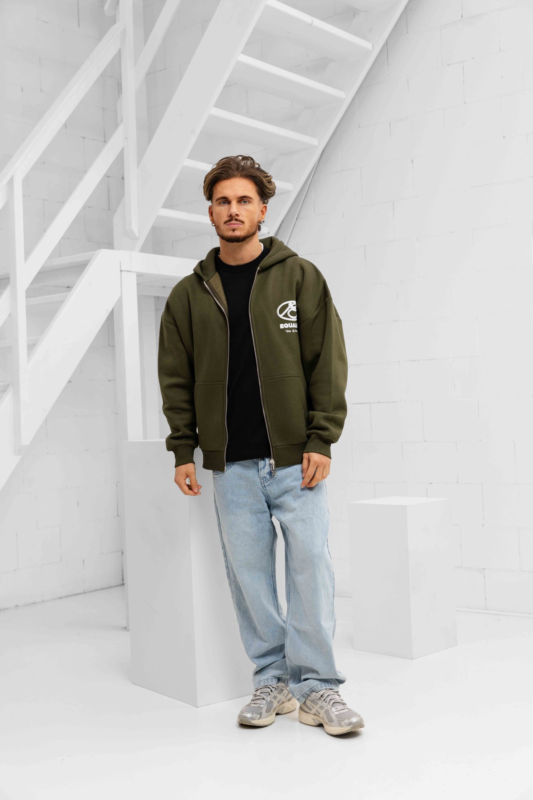 Equalité Arid Oversized Full Zip Hoodie Heren Donkergroen