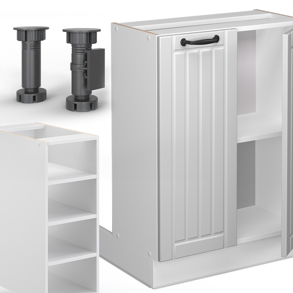Vicco Kücheninsel Küchenblock Einbauküche Fame-Line Landhaus Weiß 90 cm Küchen Schränke Regalunterschrank Küchenunterschrank Regalinselunterschrank Softclose-Scharnier Küchenmöbel