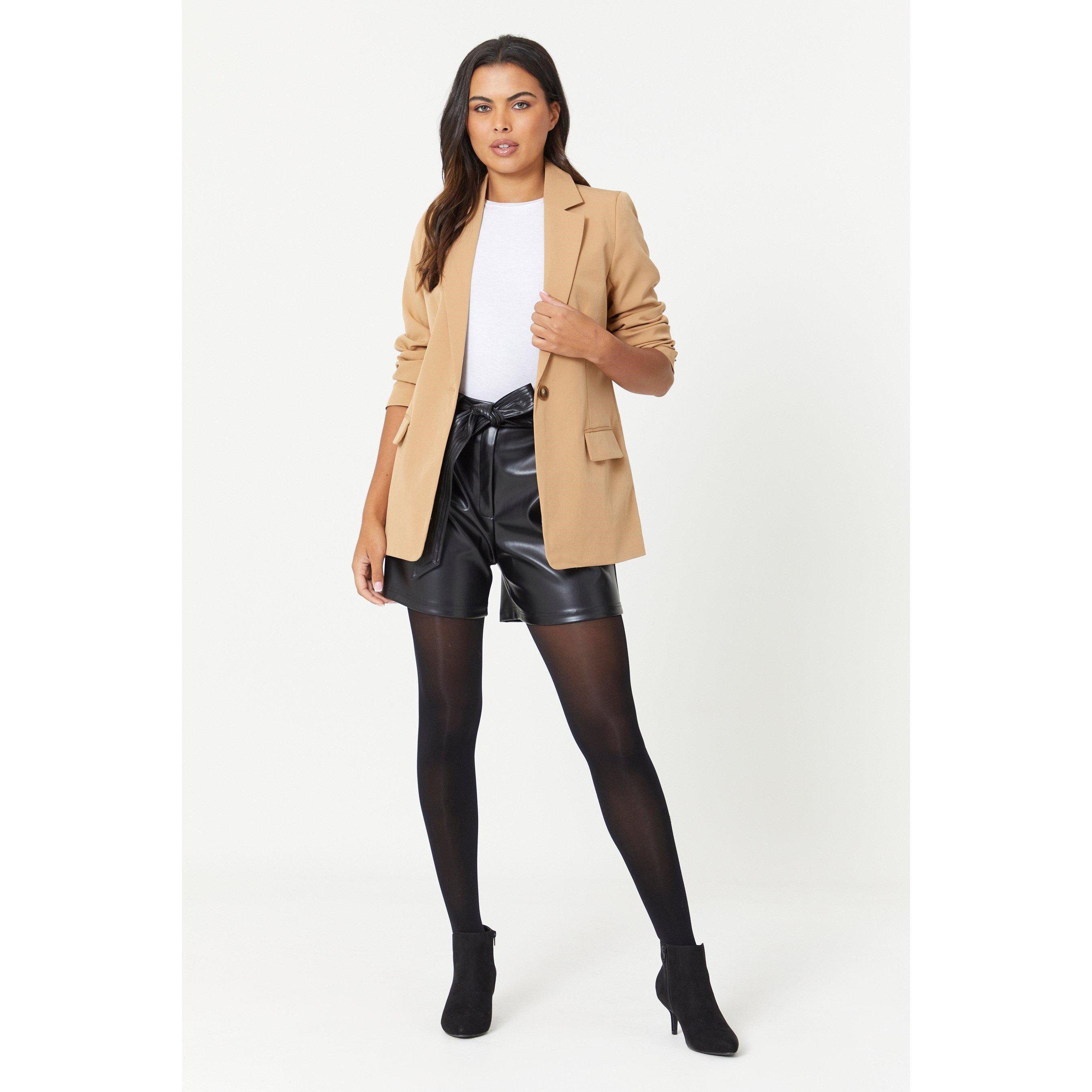Be You Ladies PU Belted Shorts