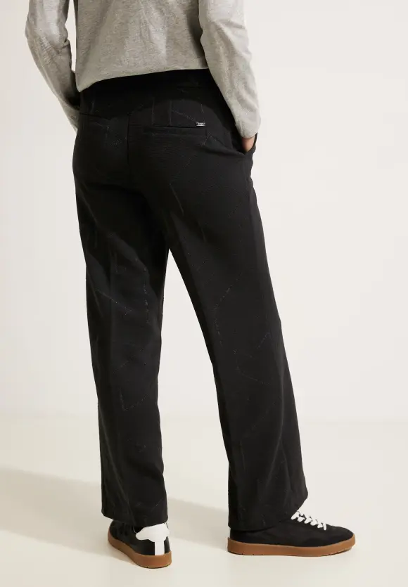 Loose Fit Jacquard Culotte - Black