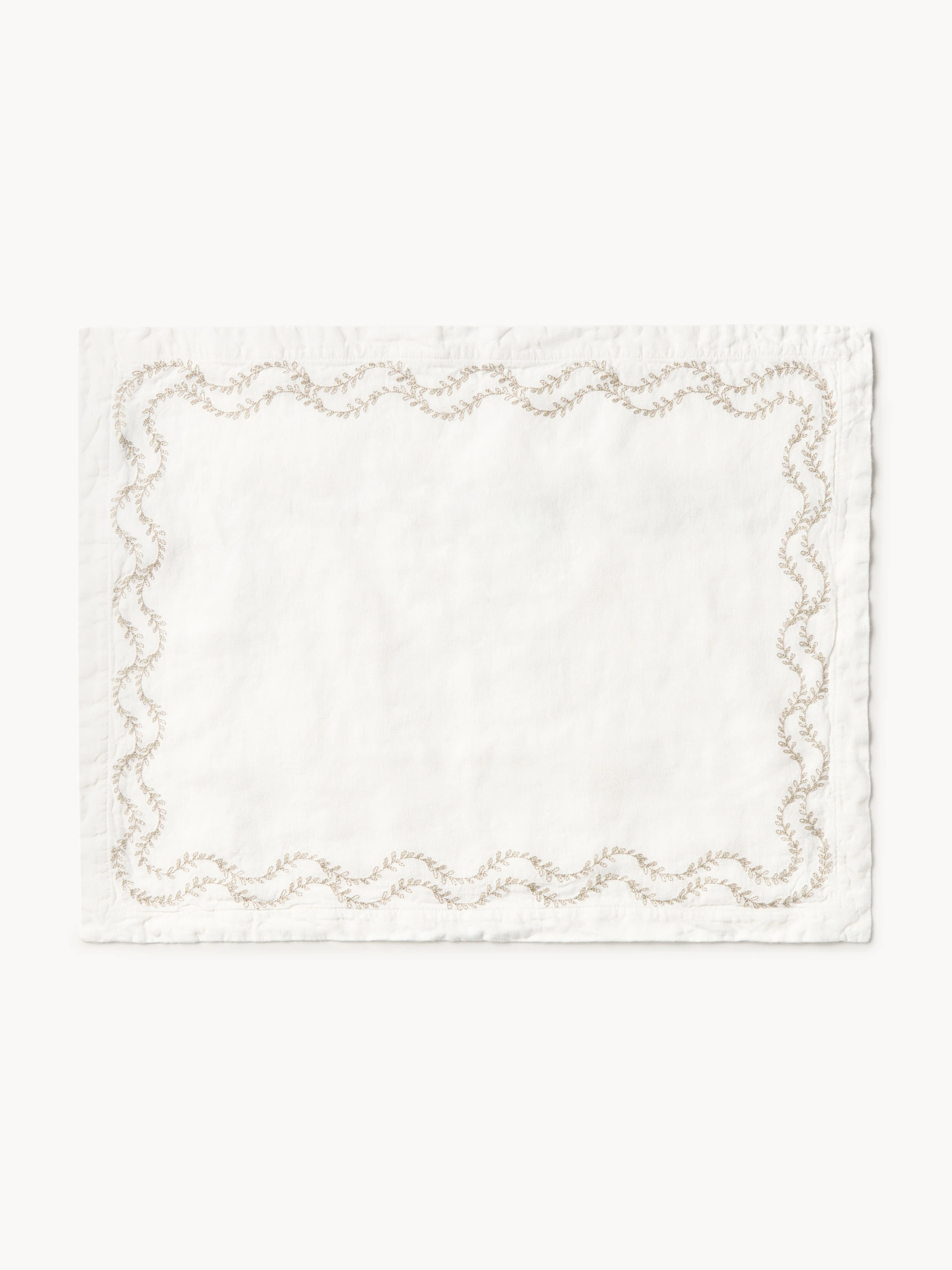 Handgeborduurde placemats Ivy van gewassen linnen, 2-delig