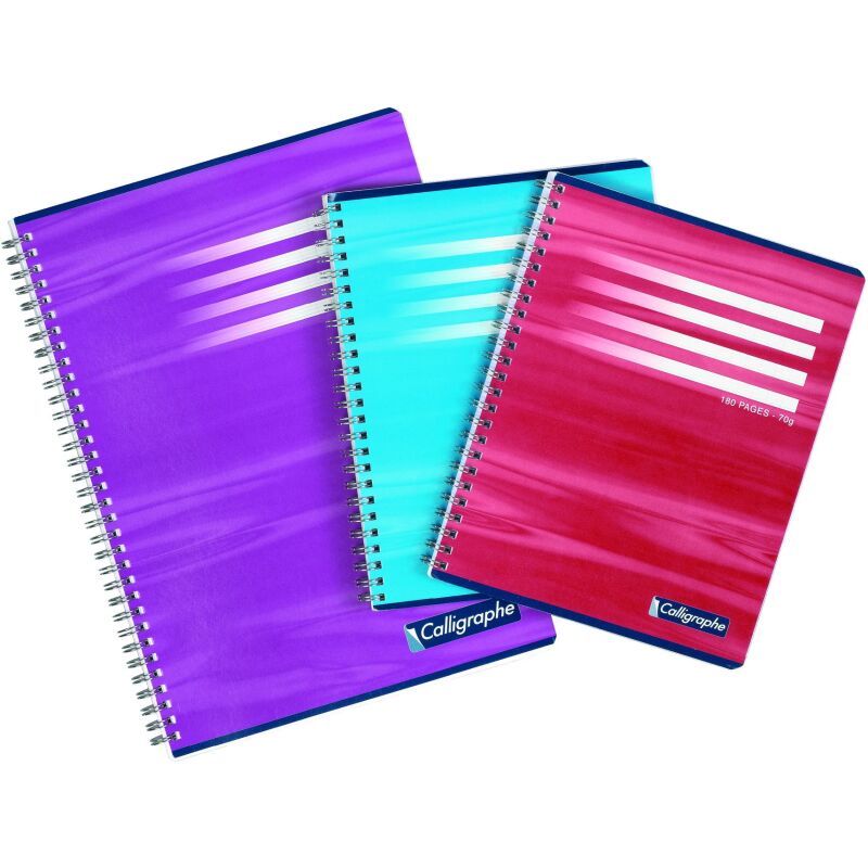 Cahier spirale Calligraphe A4 21 x 29,7 cm petits carreaux 180 pages