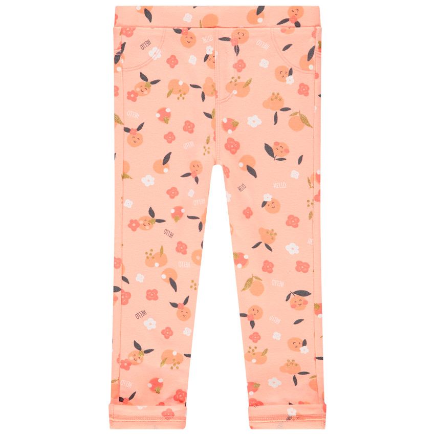 Legging imprimé fruits et fleurs pour bébé fille - Corail