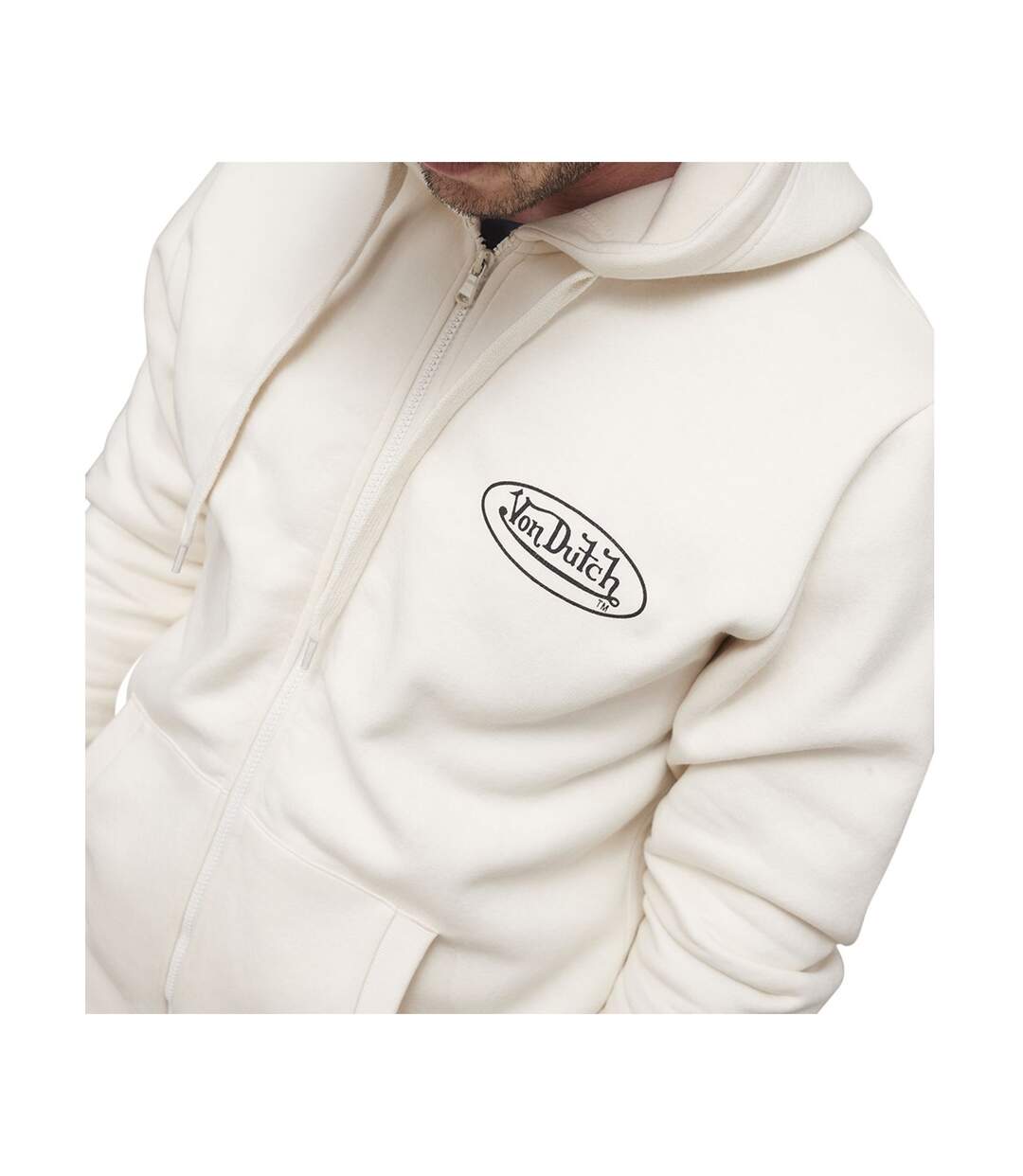 Sweat zippé avec capuche en coton homme Slimane