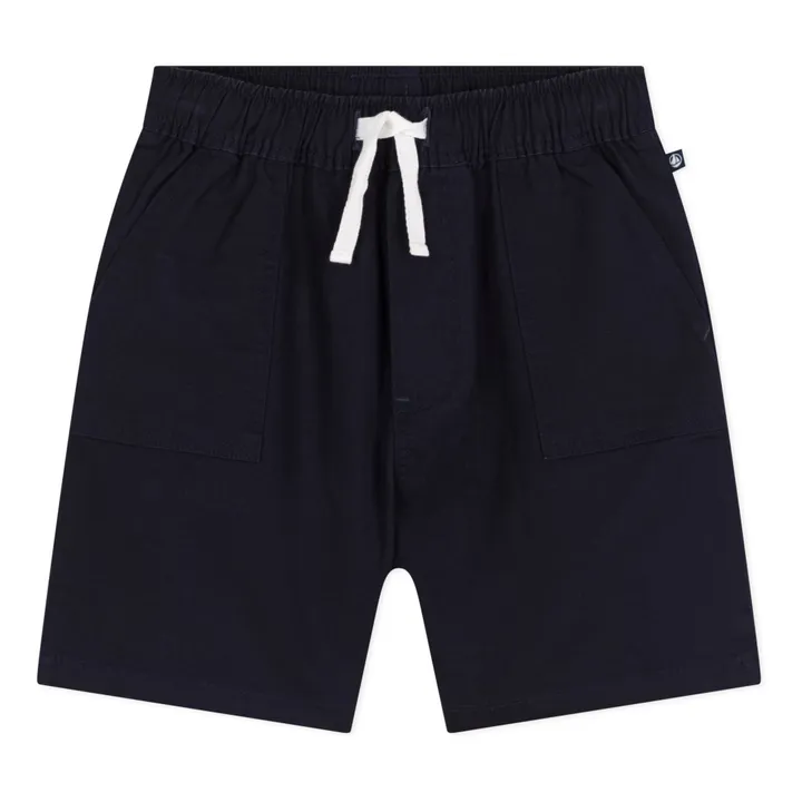 Petit Bateau Short Merlin Coton Lin | Bleu marine