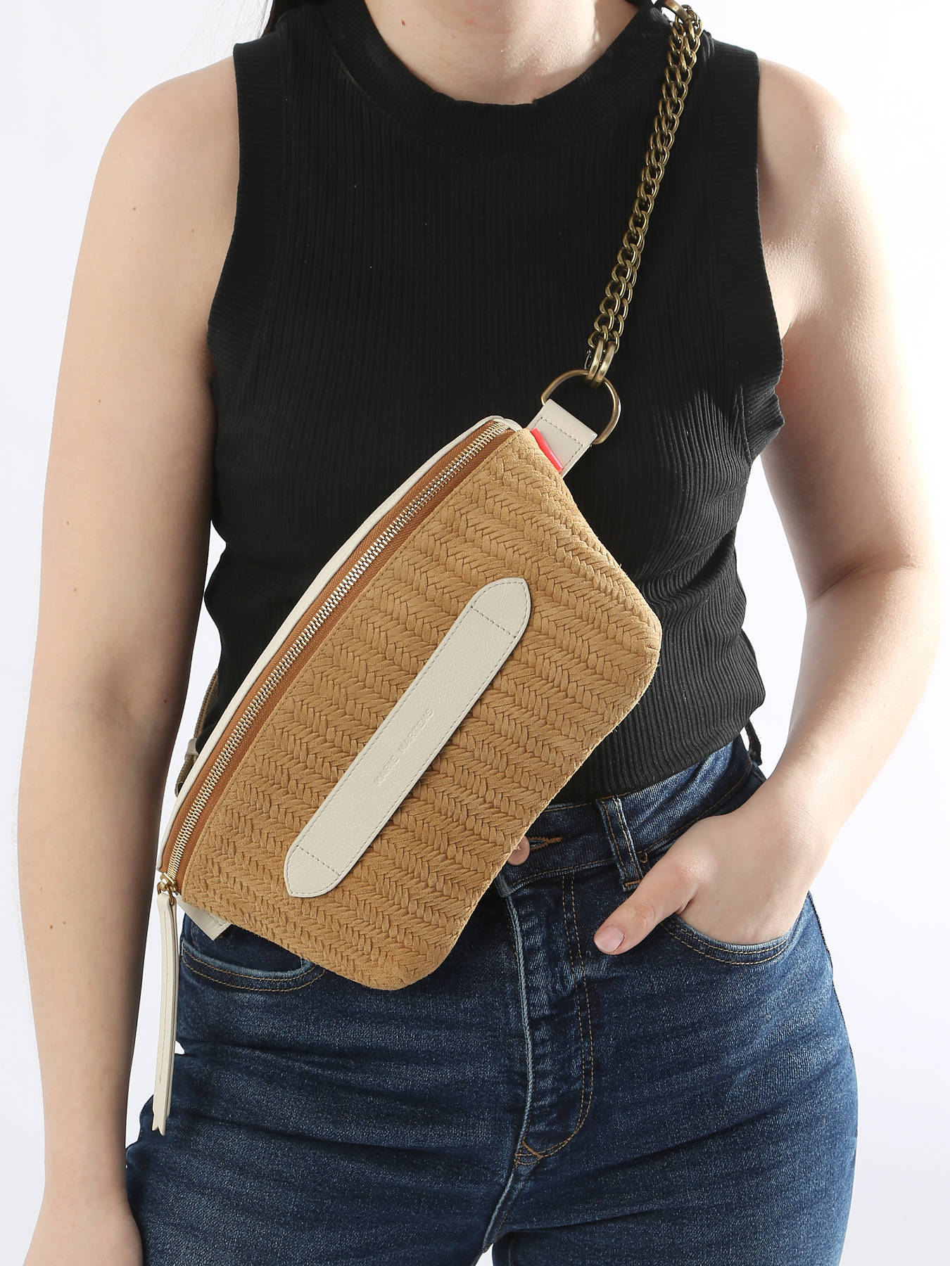 Sac ceinture Neufmille cuir daim faon tress MARIE MARTENS