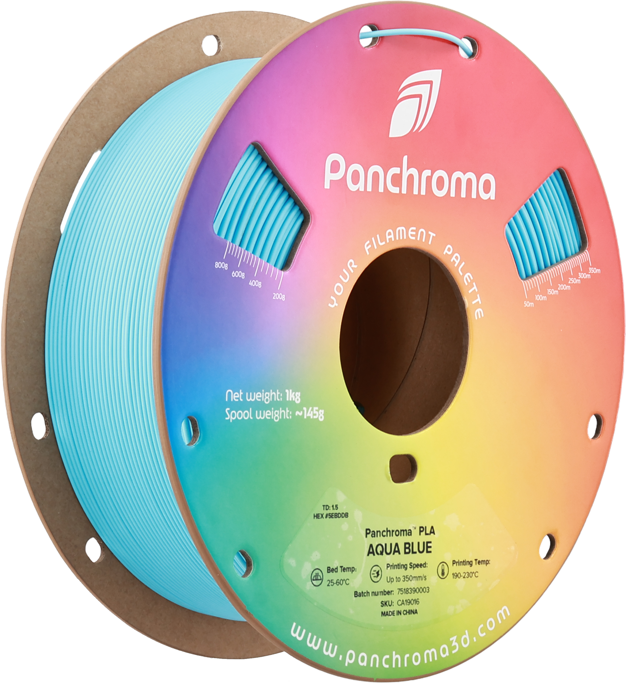 Polymaker  Panchroma™ PLA Aqua Blue, 1,75 mm / 1000 g    High-Speed Filament in Aqua Blue