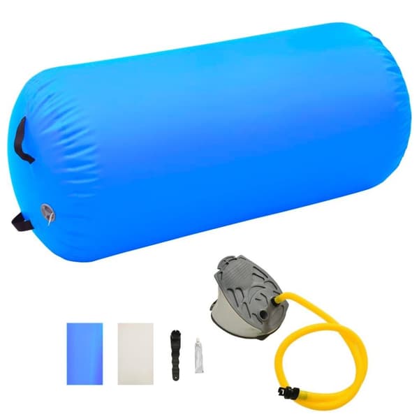 vidaXL Oppblåsbar gymnastikkrull med pumpe 120x75 cm PVC blå