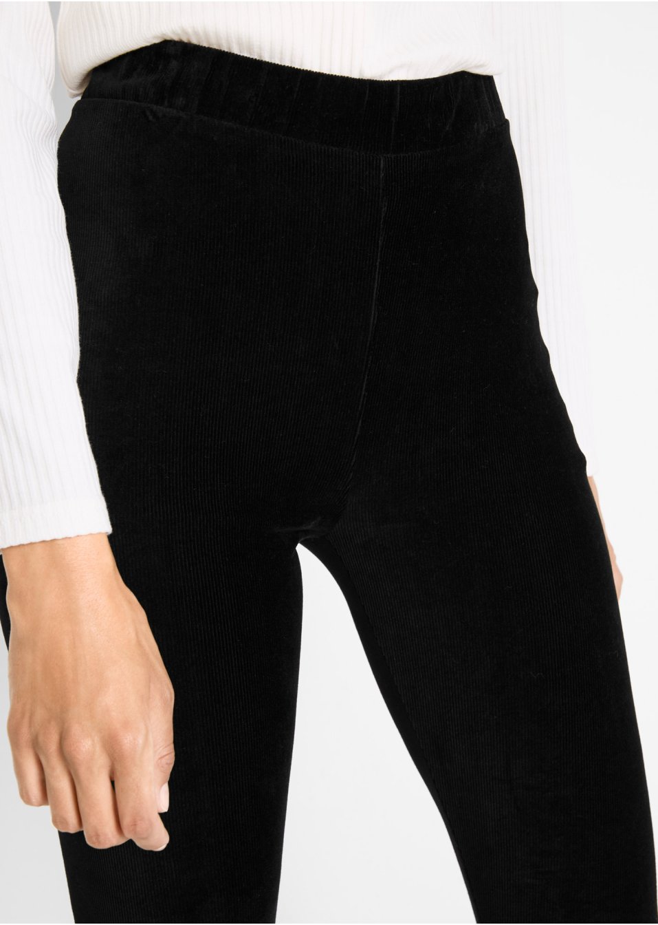 Legging en velours finement côtelé avec large taille confortable