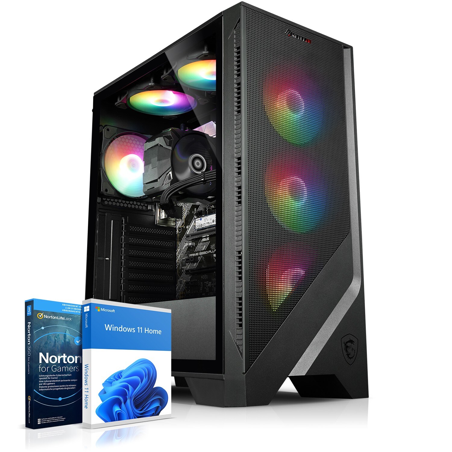 Gaming PC Cobra V AMD Ryzen 5 5500, 16GB DDR4, NVIDIA RTX 4060 8 GB, 1TB SSD, WLAN, Windows 11