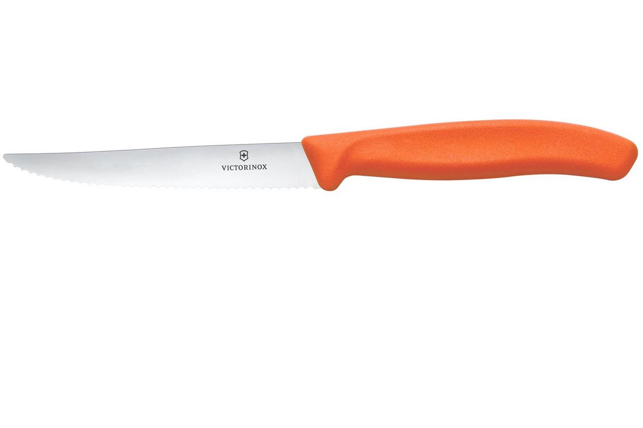 Victorinox Swiss Classic Steak & Pizza Knife 6.7239.C1 Wavy, Orange, gekarteld steakmes