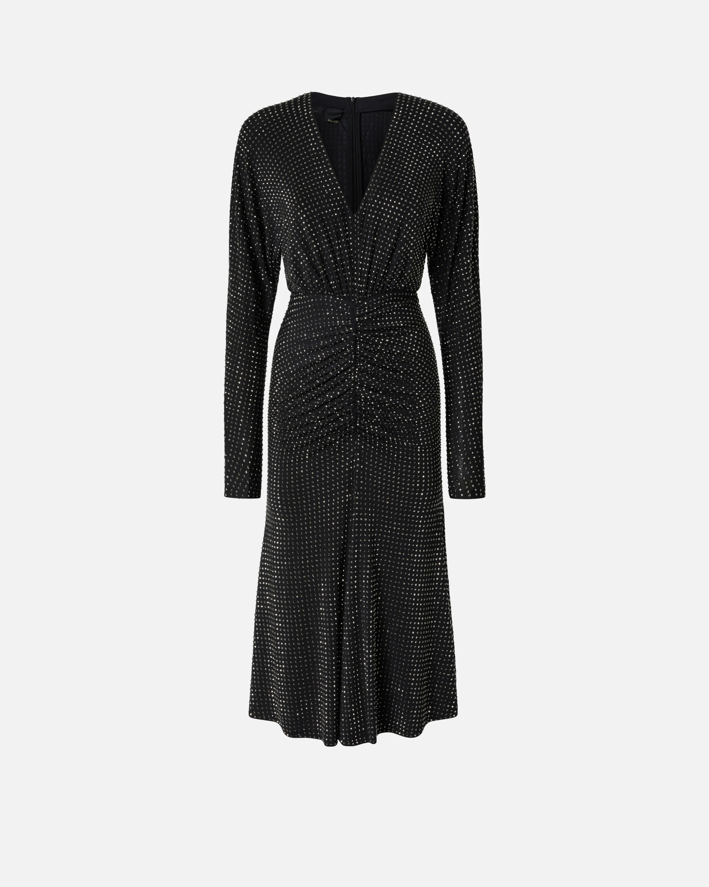 Robe midi intégralement ornée de strass | Noir
