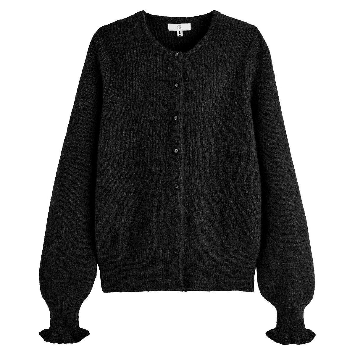 COLEÇÕES LA REDOUTE<br>Cardigã de malha em alpaca mista, com babados nos punhos