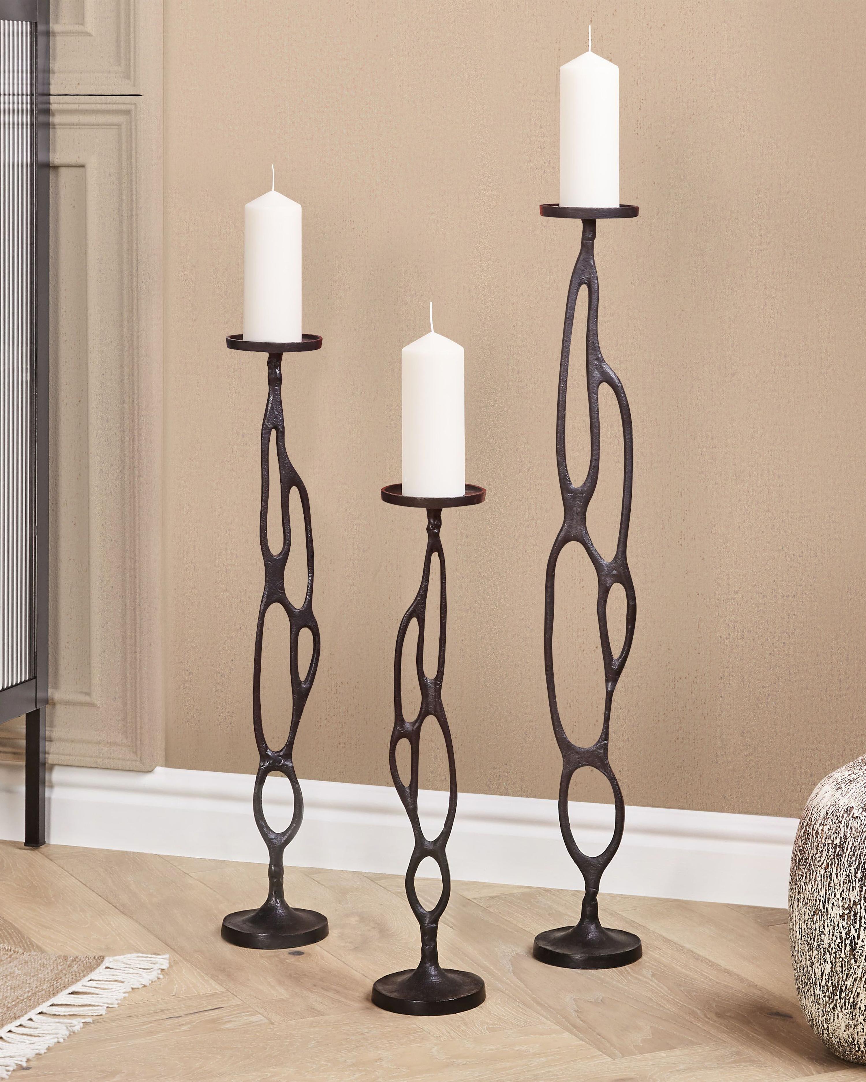 Set van 3 kaarshouders BUNI Metaal 54/68/84 cm Zwart
