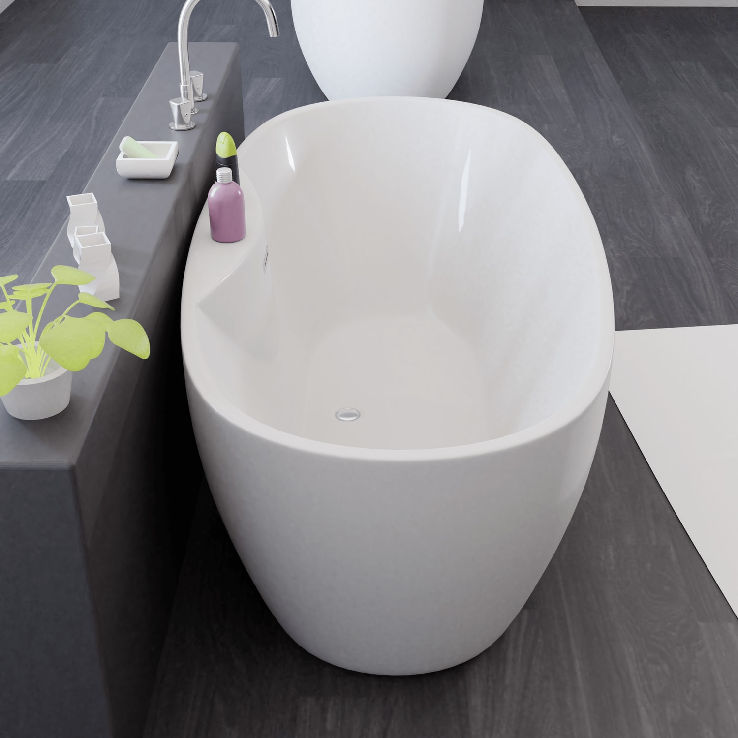 TroniTechnik® Freistehende Badewanne ANAFI Maße ca. 170 x 80 x 58cm Wanne - Füllmenge 195 Liter, aus Acryl mit Siphon