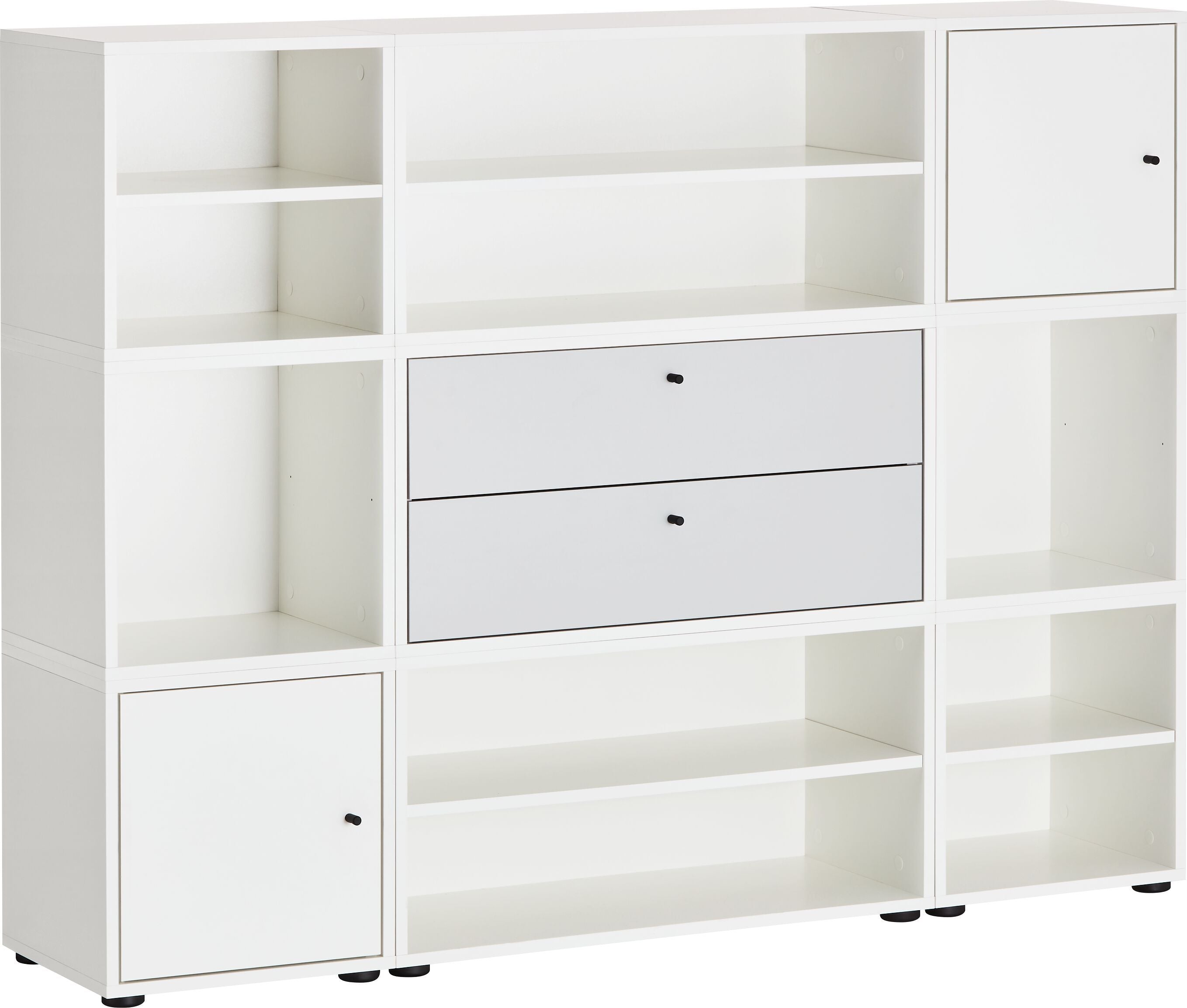 FINJA Highboard - Grau / Weiss / B: 160.0 cm x T: 36.0 cm x H: 123.0 cm