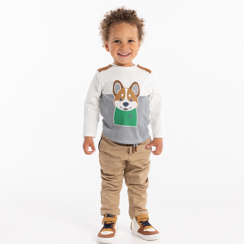 T-shirt colorblock animal marron bébé garçon