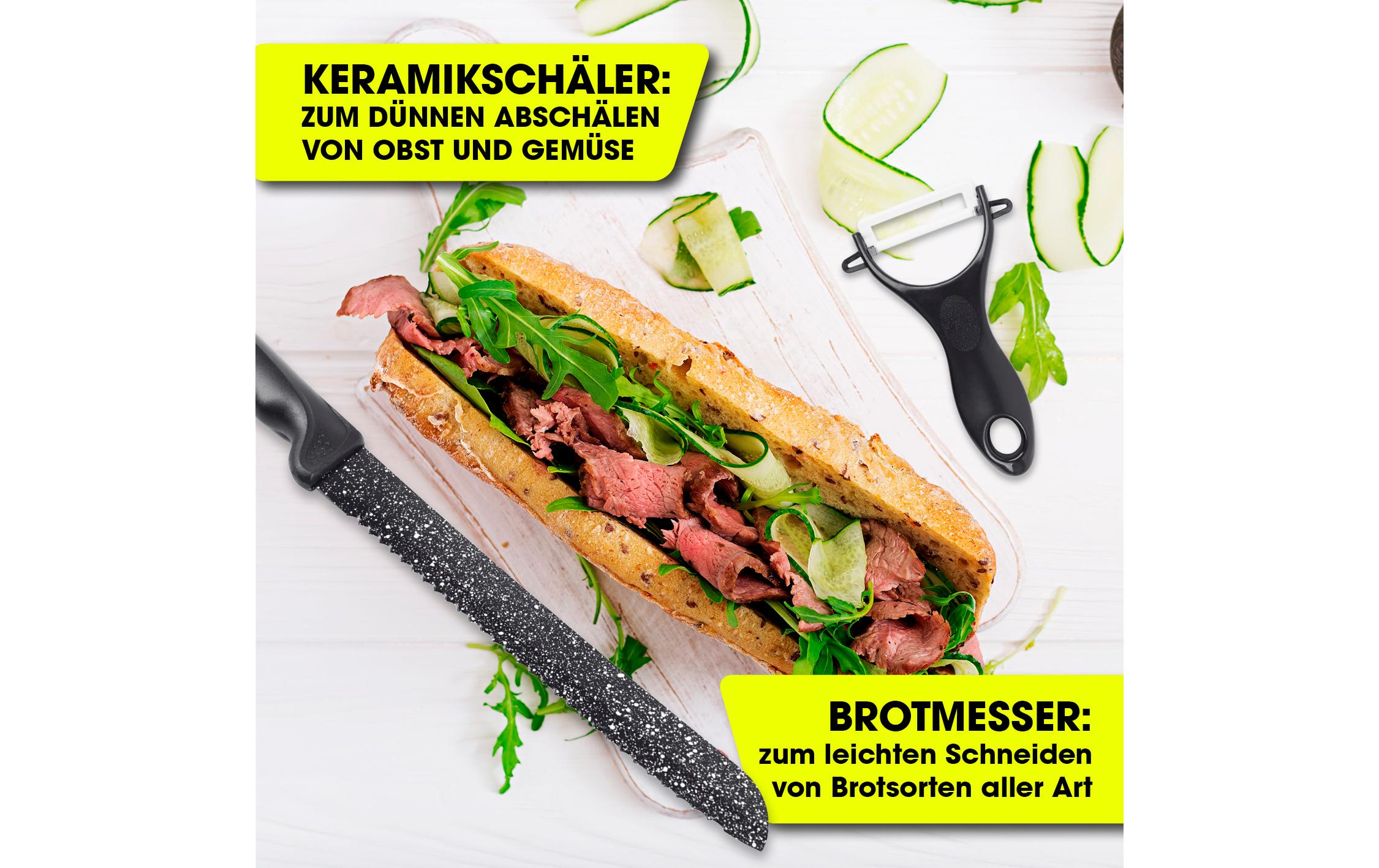 Messerset mit Sparschäler 6-teilig, SchwarzMesserset