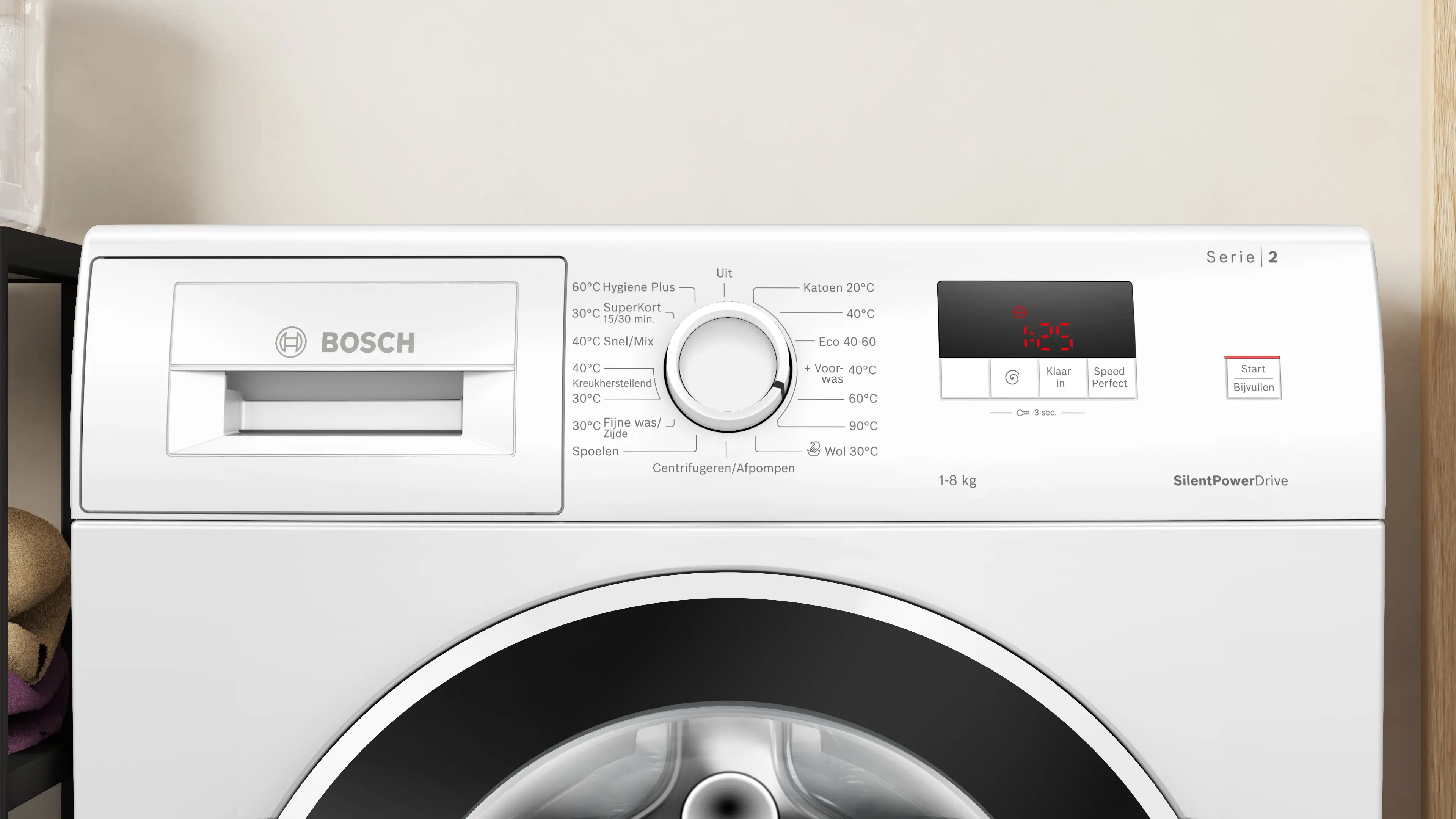 Serie 2 Wasmachine, voorlader 8 kg max. 1400 rpm