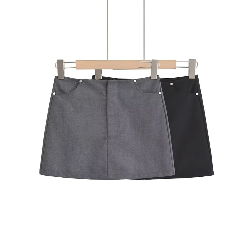 Asiris - Lage taille mini A-lijn rok met studs