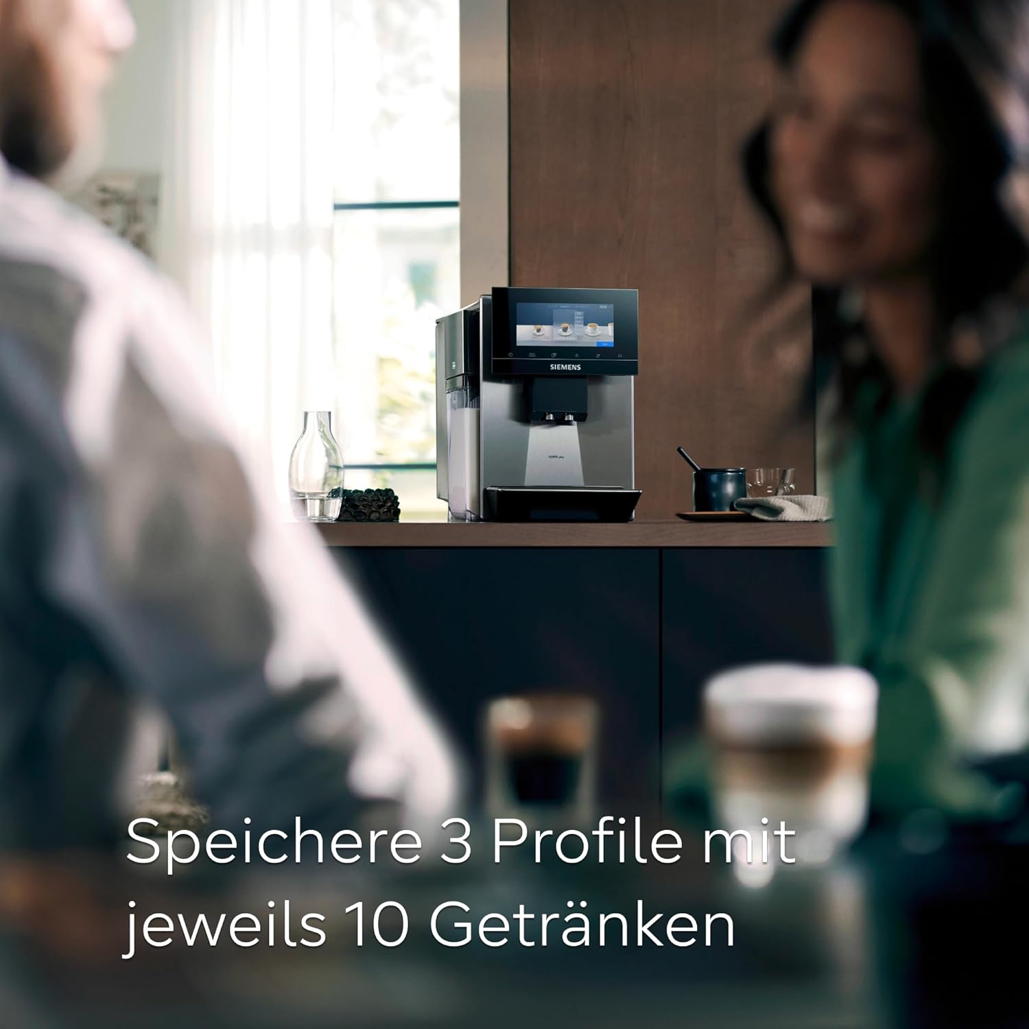 Siemens Kaffeevollautomat EQ900 plus, großes farbiges TFT-Display, autom. Reinigungsystem via Kartuschen, 36 Heiß- und Kaltgetränke, Cold Brew, Doppeltassenfunktion, super leise, Edelstahl, TQ903DZ3