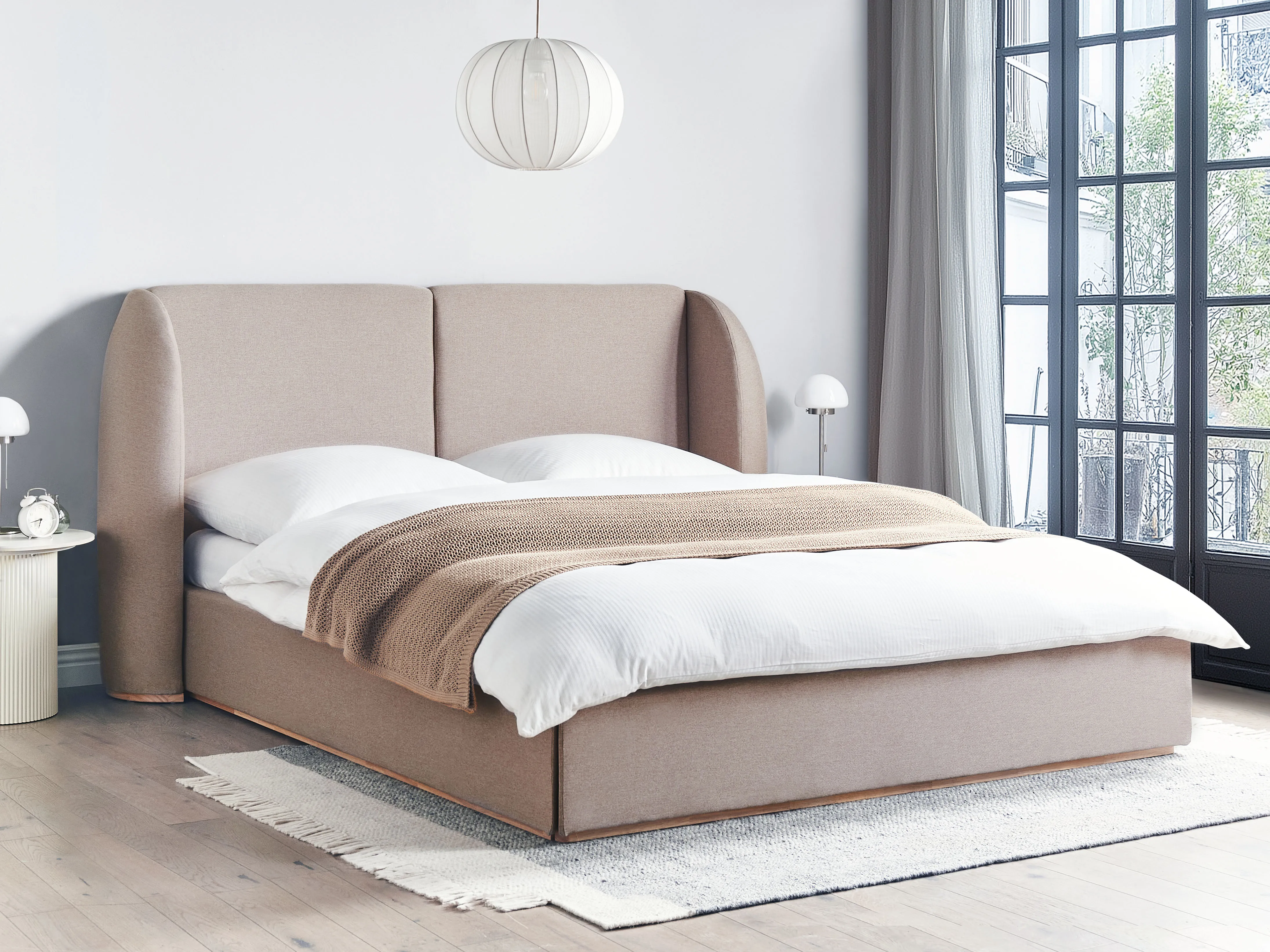 Bed met opbergruimte Stof MONESTIER 180 x 200 cm Taupe