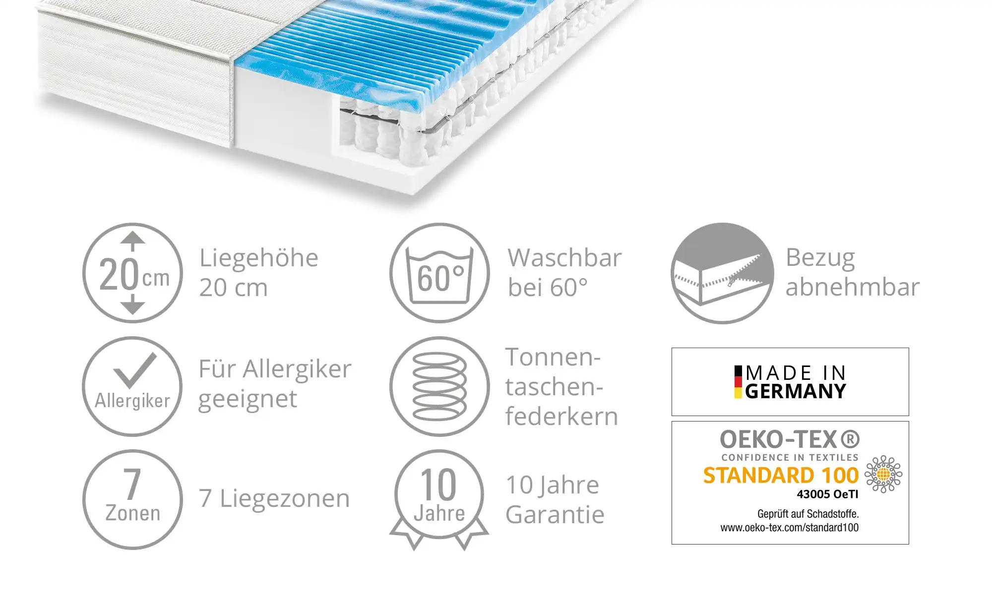 Dreamer eXpress 7-Zonen-Gelart-Tonnentaschenfederkernmatratze Flexo 3