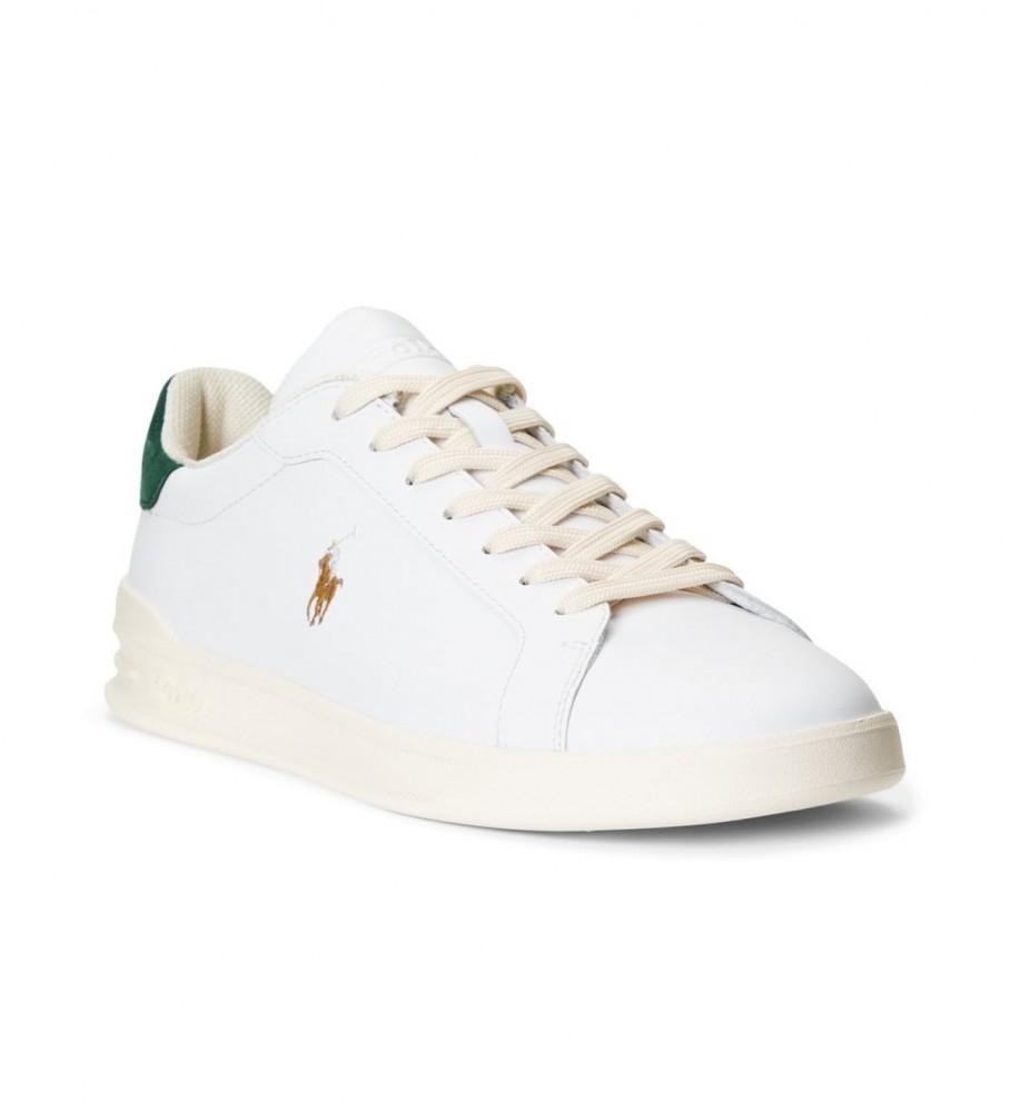 Tênis de couro branco com logo da Ralph Lauren