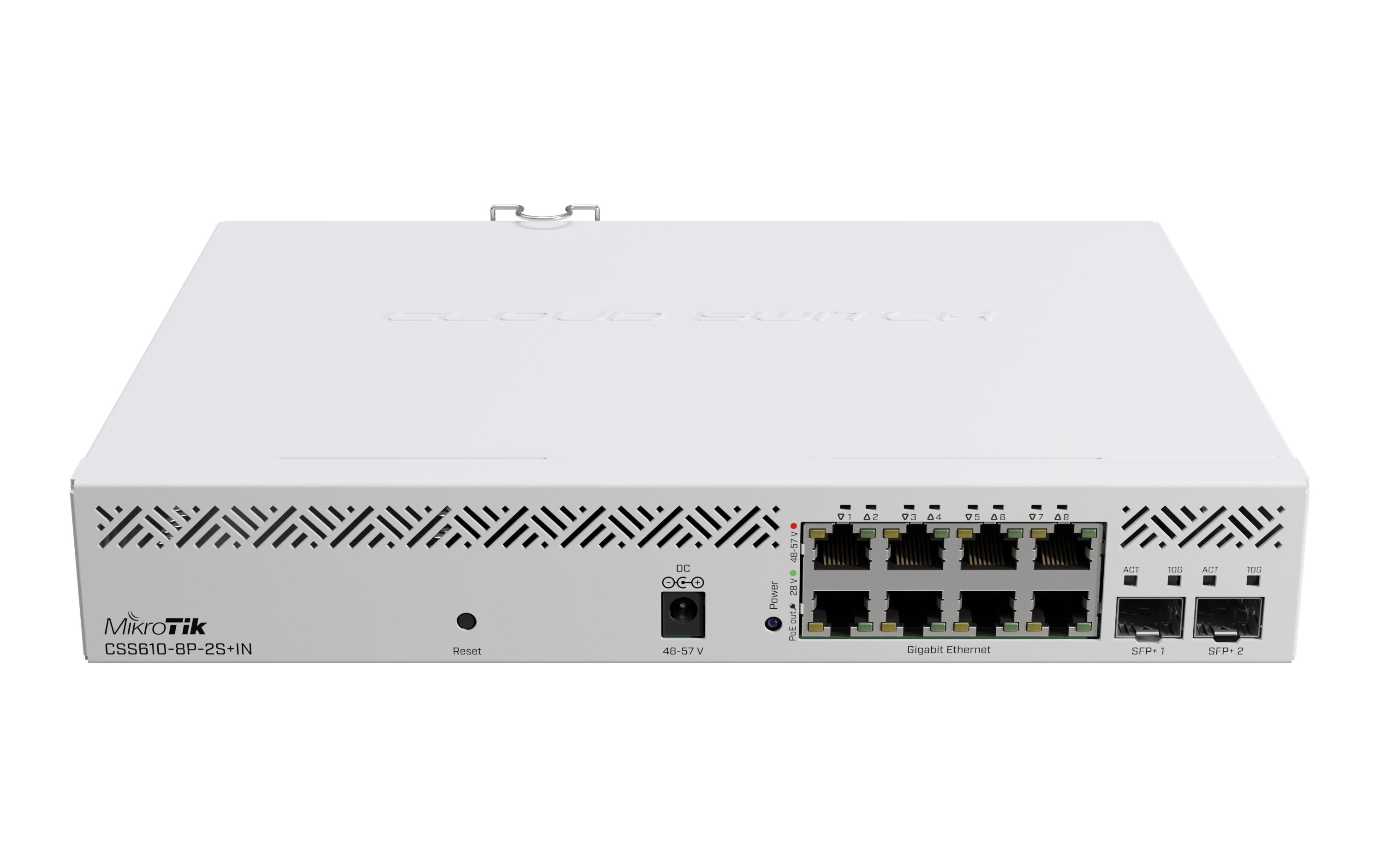 PoE+ Switch CSS610-8P-2S+IN 10 Port<br>Ihr kompaktes, erschwingliches PoE-Kraftpaket mit 8x Gigabit-PoE-out-Ports und 2x 10-Gigabit-SFP+-Ports.