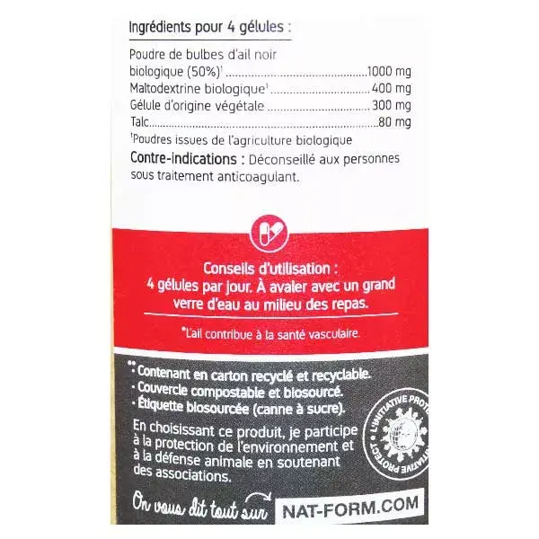 Alho Negro Orgânico Ecológico Nat & Form - 200 cápsulas