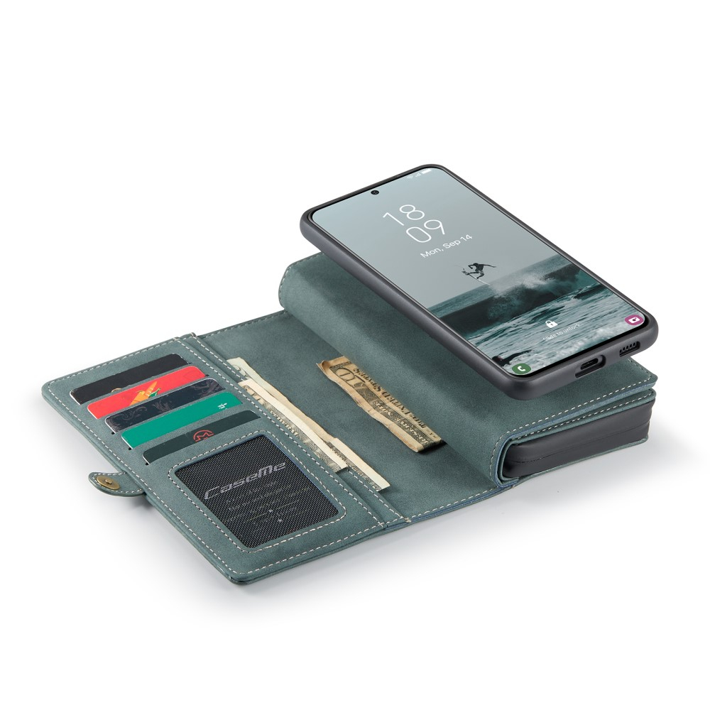Samsung Galaxy S21 FE 5G 3in1 Leder Tasche   Magnet Hardcase Karten Etui - Dunkelblau