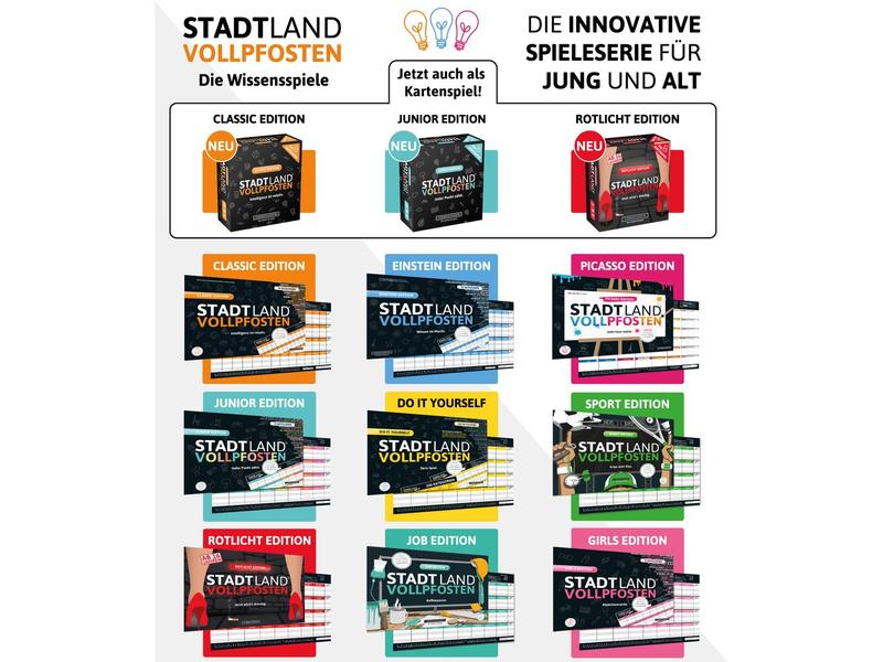 Denkriesen Partyspiel STADT LAND VOLLPFOSTEN – Das Kartensp Intelligenz ist relativ