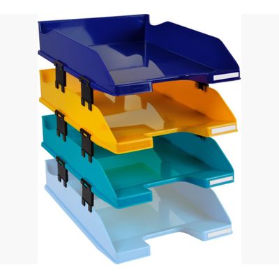 Exacompta BeeBlue - Lot de 4 corbeilles à courrier - couleurs assorties