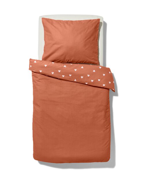 housse de couette enfant - 120x150 - coton doux coeurs terracotta