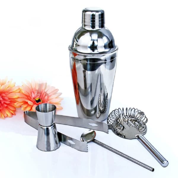 5-delt cocktailsett, barsett, shaker 350ml - Rustfritt stål