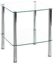 HAKU Möbel - Bijzettafel - Chroom - Metaal - Veiligheidsglas