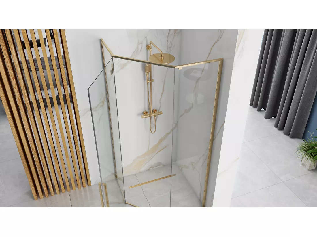 Cabine De Douche Rea Diamond 90X90 Gold + Receveur De Douche Savoy White