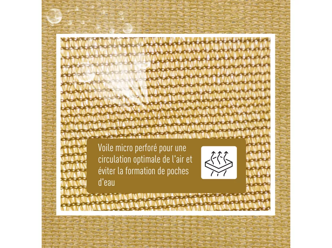 Voile d'ombrage rectangulaire 4x6m toile solaire taud de soleil sable
