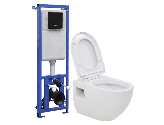 VIDAXL - Toilette suspendue au mur avec réservoir haut caché céramiqu...