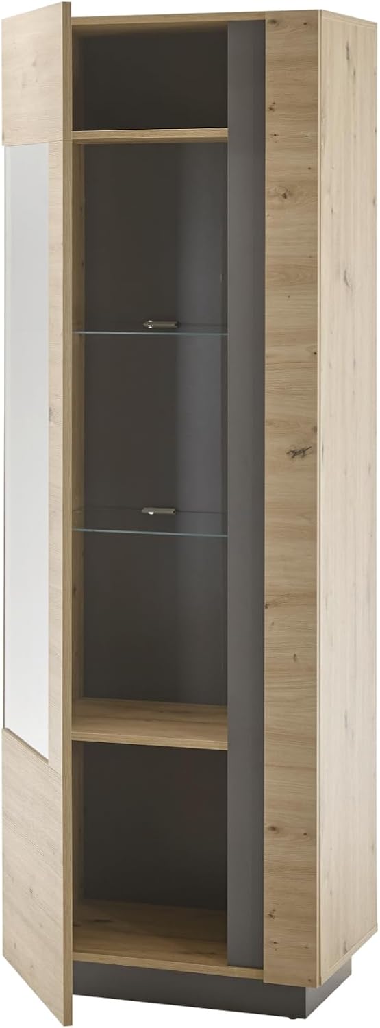 Wohnwand Schrankwand in Eiche Artisan und grau Graphit Wohnkombination 4-teilig Set 290 x 194 cm Louna (Set 1)